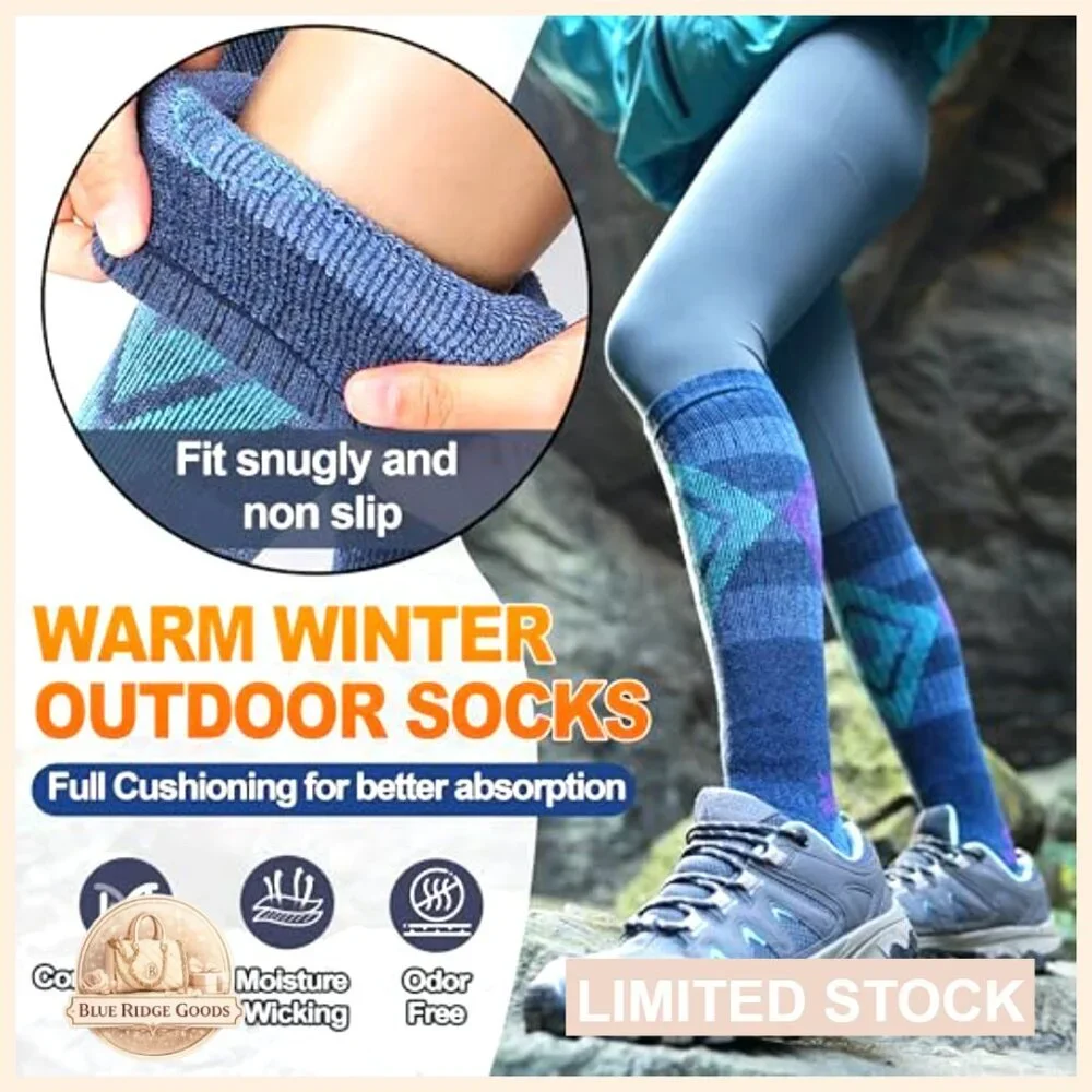 Merino Wool Ski Socks Thermal Winter Warm Thick Knee High Unisex